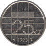 Монета. Нидерланды. 25 центов 1993 год. ав.