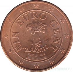 Монета. Австрия. 1 цент 2018 год.