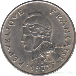 Монета. Французская Полинезия. 10 франков 1975 год.