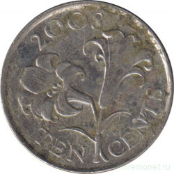 Монета. Бермудские острова. 10 центов 2008 год.