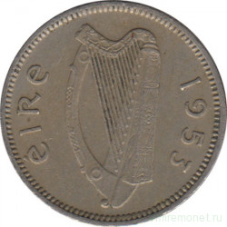 Монета. Ирландия. 3 пенса 1953 год.