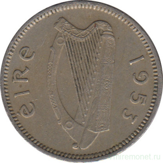 Монета. Ирландия. 3 пенса 1953 год.