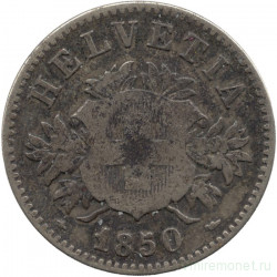 Монета. Швейцария. 20 раппенов 1850 год. 