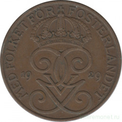 Монета. Швеция. 5 эре 1929 год.