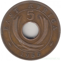 Монета. Британская Восточная Африка. 5 центов 1955 год.