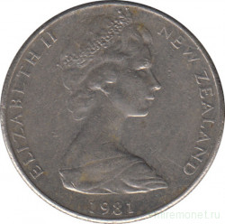 Монета. Новая Зеландия. 10 центов 1981 год.