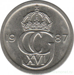 Монета. Швеция. 10 эре 1987 год.