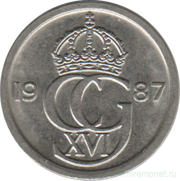Монета. Швеция. 10 эре 1987 год.