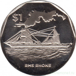 Монета. Британские Виргинские острова. 1 доллар 2022 год. Корабли - Рон.