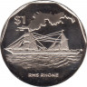 Монета. Британские Виргинские острова. 1 доллар 2022 год. Корабли - "Рон". ав.