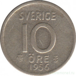 Монета. Швеция. 10 эре 1956 год.