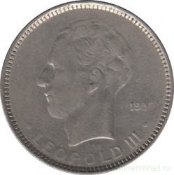 Монета. Бельгия. 5 франков 1937 год. BELGIQUE.