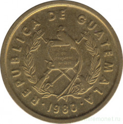 Монета. Гватемала. 1 сентаво 1980 год.