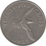 Монета. Бермудские острова. 25 центов 1983 год. ав.