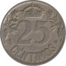 Монета. Испания. 25 сентимо 1925 год. рев.