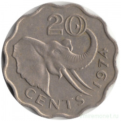 Монета. Свазиленд. 20 центов 1974 год.