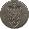  Монета. Норвегия. 50 эре 1974 год. ав.