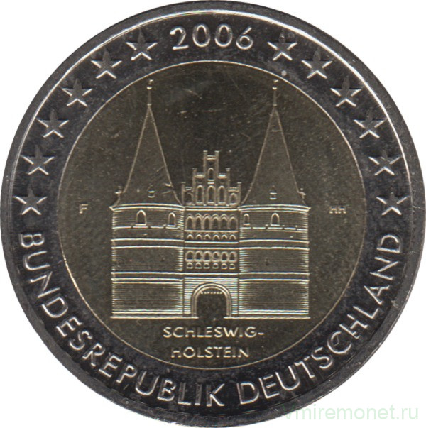 Монета. Германия. 2 евро 2006 год. Шлезвиг-Гольштейн (F).