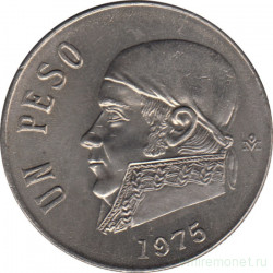 Монета. Мексика. 1 песо 1975 год. Крупный шрифт цифр.