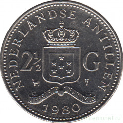 Монета. Нидерландские Антильские острова. 2,5 гульдена 1980 год. Королева Юлиана.