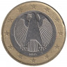 Монета. Германия. 1 евро 2002 год (D).