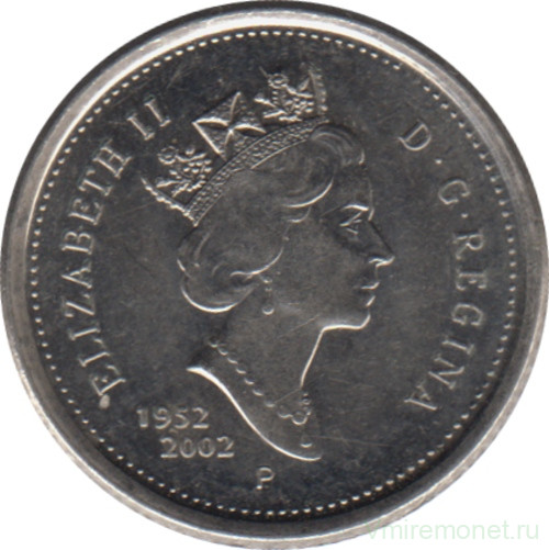 Монета. Канада. 10 центов 2002 год. 50 лет правления Елизаветы II. (P)