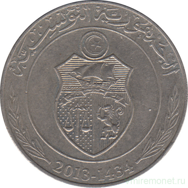 Монета. Тунис. 1 динар 2013 год.