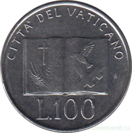 Монета. Ватикан. 100 лир 1992 год. Книга книг.