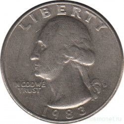 Монета. США. 25 центов 1983 год. Монетный двор D.