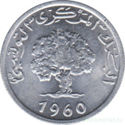 Монета. Тунис. 1 миллим 1960 год.