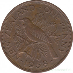 Монета. Новая Зеландия. 1 пенни 1958 год.
