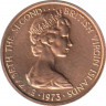 Монета. Великобритания. Британские Виргинские острова. 1 цент 1973 год. ав.
