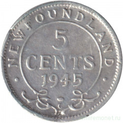 Монета. Ньюфаундленд. 5 центов 1945 год.