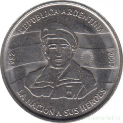 Монета. Аргентина. 2 песо 2007 год. 25 лет оккупации Фолклендских островов.