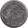 Монета. Аргентина. 2 песо 2007 год. 25 лет оккупации Фолклендских островов. рев.