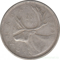 Монета. Канада. 25 центов 1966 год.