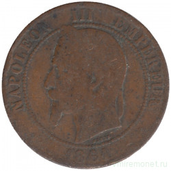 Монета. Франция. 10 сантимов 1861 год. ВВ.  