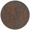 Монета. Франция. 10 сантимов 1861 год. ВВ.  