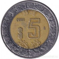 Монета. Мексика. 5 песо 2005 год.