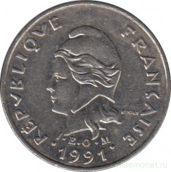 Монета. Французская Полинезия. 10 франков 1991 год.