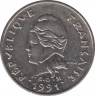 Монета. Французская Полинезия. 10 франков 1991 год. ав.