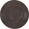 Монета. Франция. 5 сантимов 1874 год. А. ав.