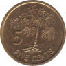 Монета. Сейшельские острова. 5 центов 2012 год. рев.