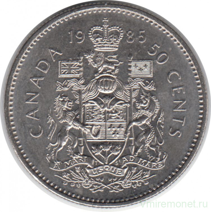 Монета. Канада. 50 центов 1985 год.