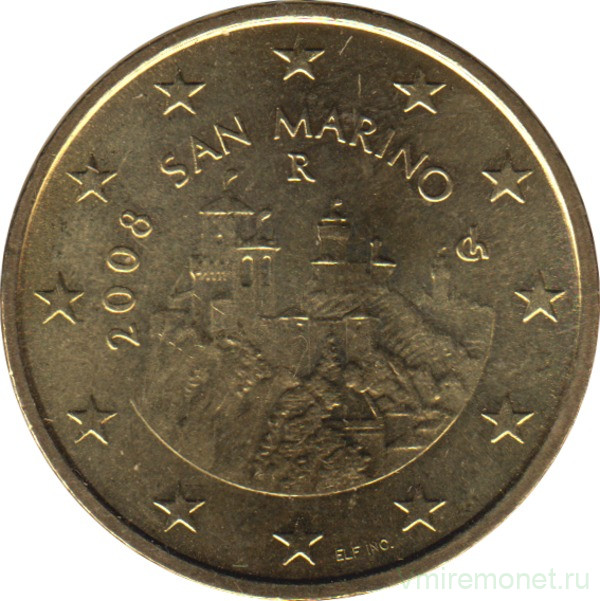 Монета. Сан-Марино. 50 центов 2008 год.