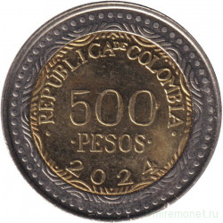 Монета. Колумбия. 500 песо 2024 год.