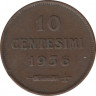 Монета. Сан-Марино. 10 чентезимо 1936 год. ав.