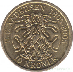 Монета. Дания. 10 крон 2006 год. Сказка - Тень.