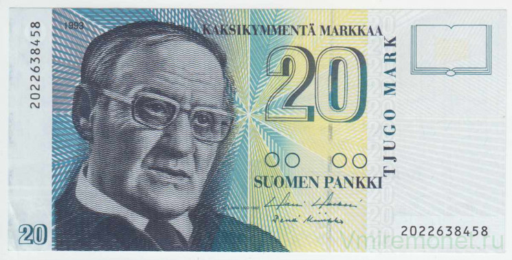 Банкнота. Финляндия. 20 марок 1993 год. Тип 122 (1).