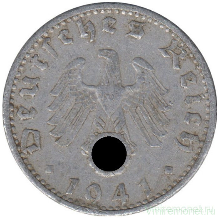 Монета. Германия. Третий Рейх. 50 рейхспфеннигов 1941 год. Монетный двор - Берлин (А).